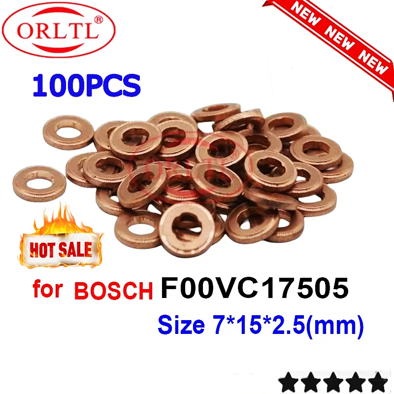 

100 шт. F00VC17505 2,5 мм форсунка Common Rail, медная шайба F 00 В C17 505 для форсунки ИНЖЕКТОРА BOSCH ORLTL