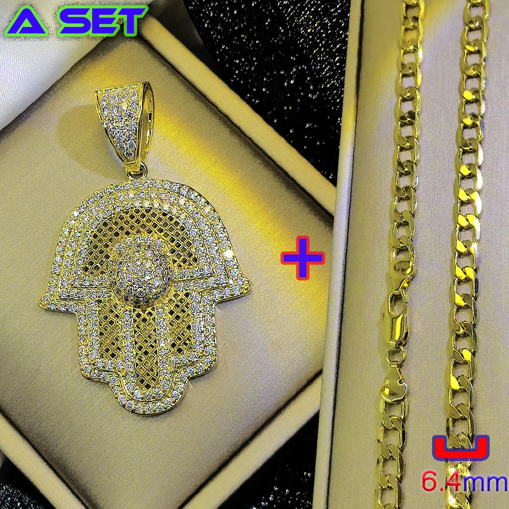 Exclusive customized necklace for hip-hop. Diamond inlaid gold pendant, 18K classical gold-plated craftsmanship, new trend