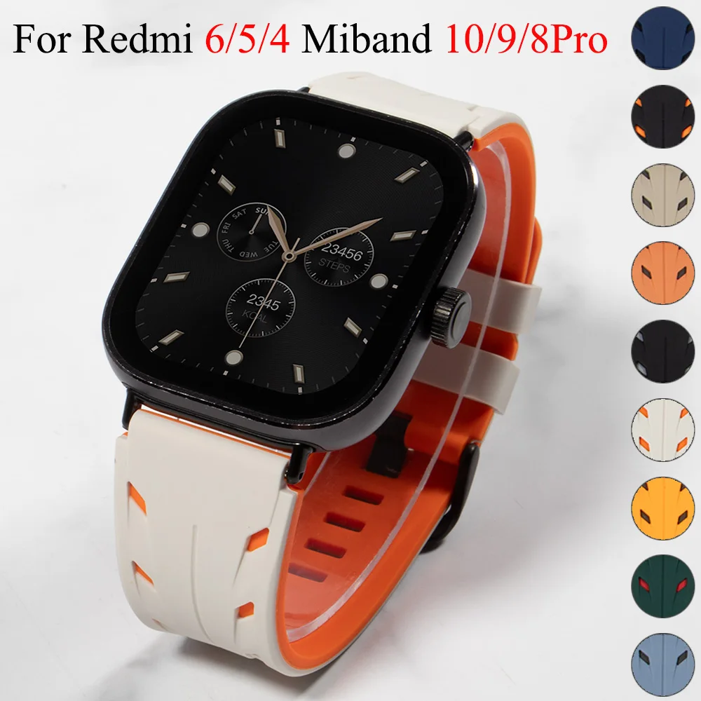 Silikonarmband für Xiaomi Mi Band 10Pro 9Pro 8 Pro Atmungsaktives Sportarmband für Redmi Watch 6 5 4 Armband-Zubehör