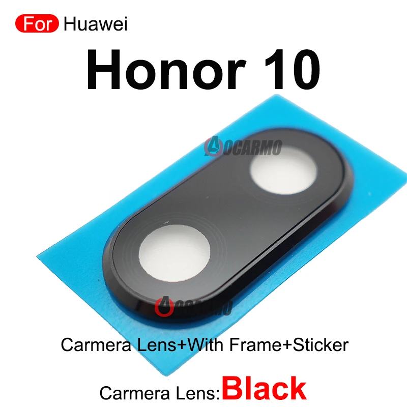 Honor 10 lite 10 Lite用リアカメラレンズ,フレーム付きブラック,シルバー,ブルーの交換部品