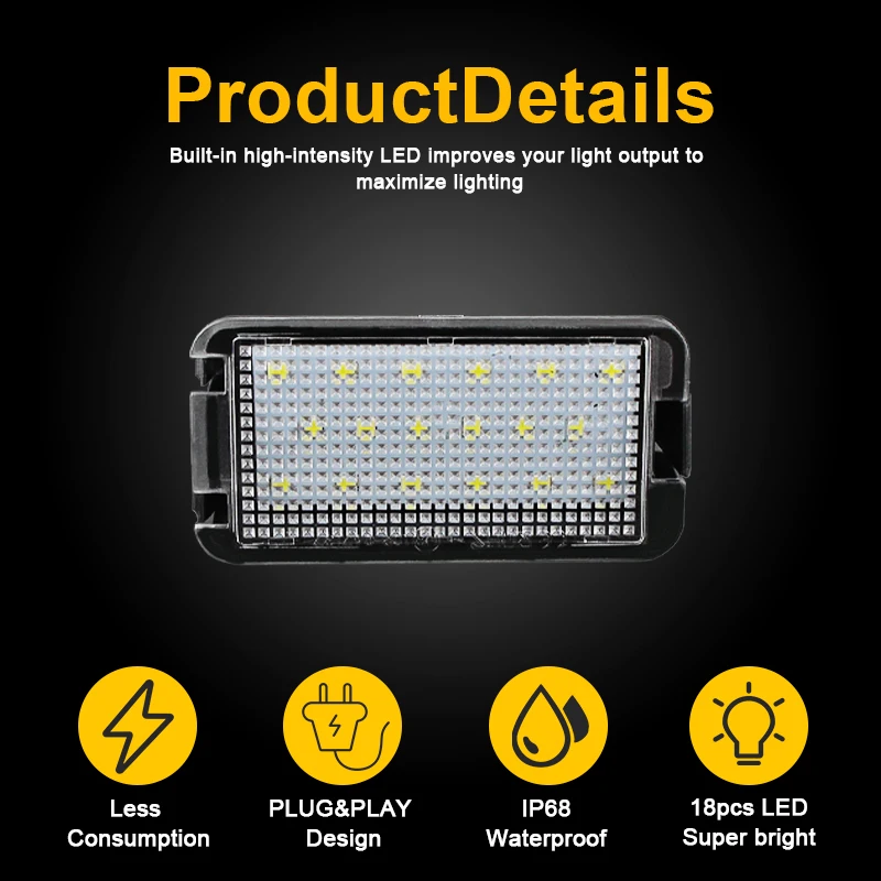 2 قطعة خالية من الأخطاء LED رقم لوحة ترخيص أضواء Canbus لمقعد إيبيزا 6L أروسا ألتيا قرطبة MK1 MK2 ليون 1 متر توليدو 5P 2004-2009