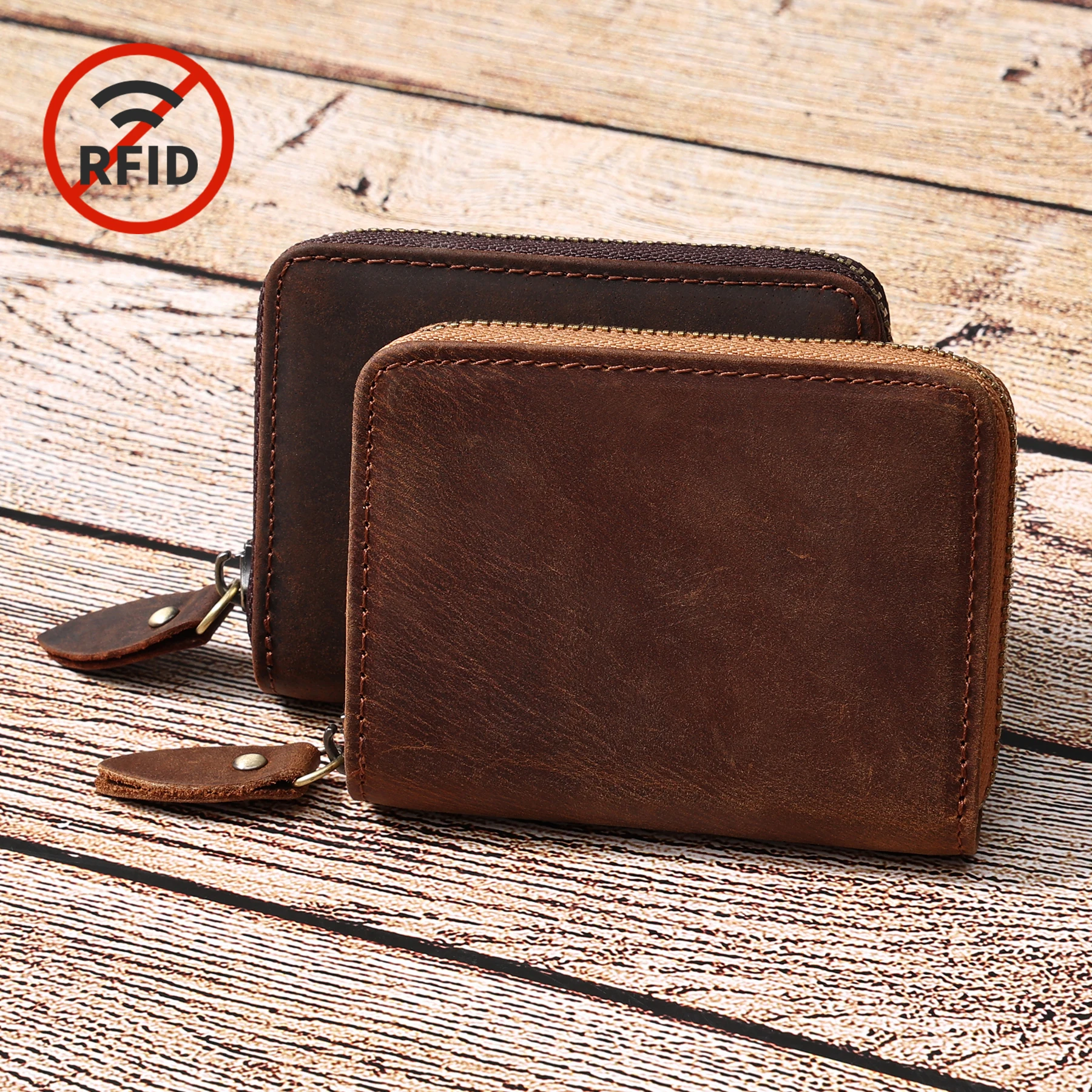 

Anti Thief Rfid Genuine Leather Men Wallet Mini Card Holder Purse Men Vintage Business Wallet Credit Cardholder Case Note Holder