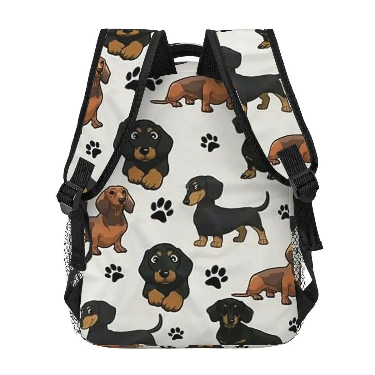 Imagem -04 - Pegada Filhote de Cachorro Bonito Mochila para Homens Mulher Dachshund Livros Mochila Escola Feminina