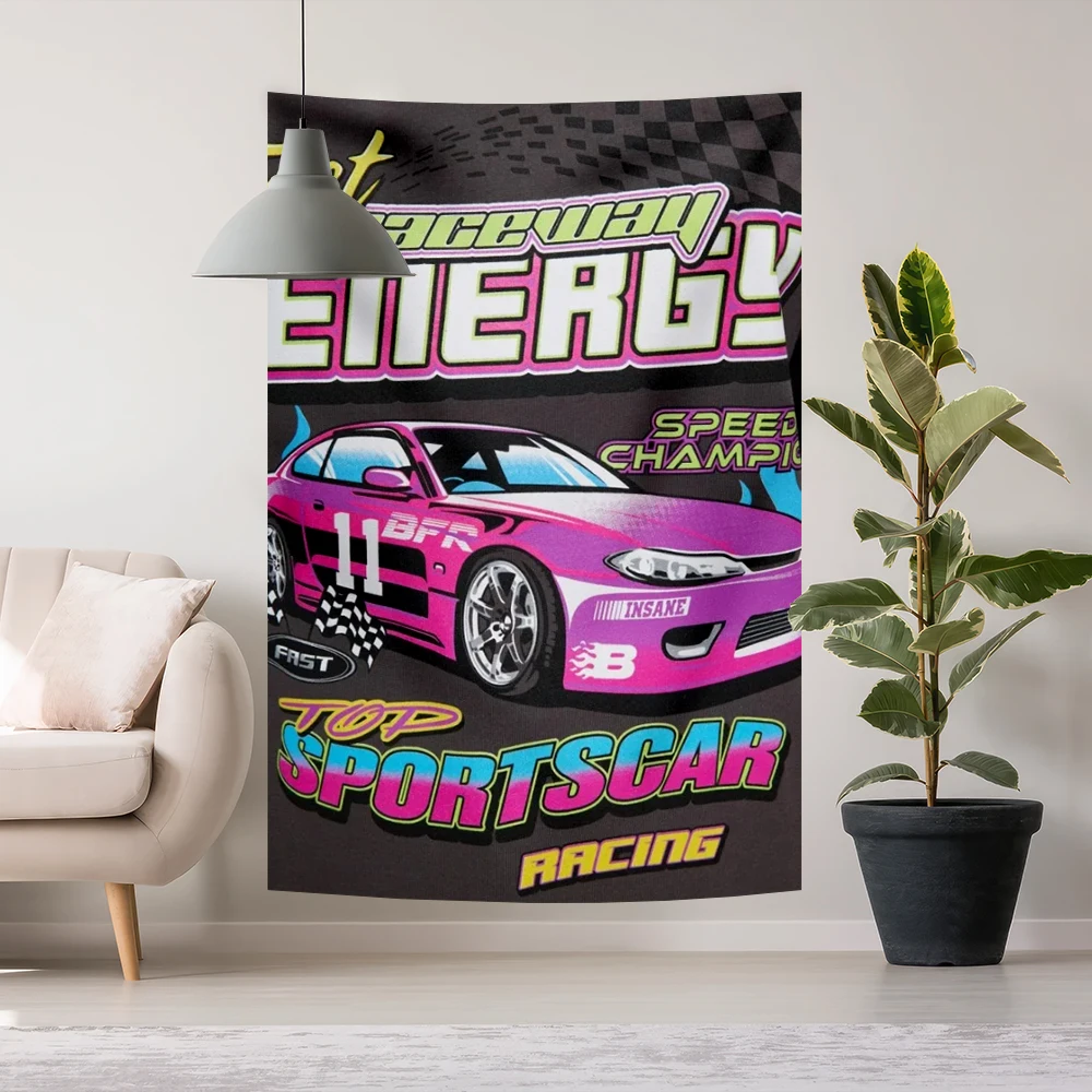 

Fast Racing Tapestry Pink Flag Flag Decorating College Dorm Room Decoration Bedroom Outdoor Parties Gift Indoor Ceiling Garage