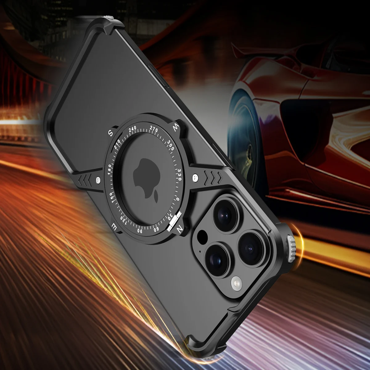 For IPhone 16 Pro Max Borderless Aluminum Alloy Armor Phone Case for IPhone 14 15  Pro Max Rotating Bracket Magnetic Metal Case