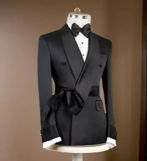 

Formal Men Suit Jacket With Belt Single 2 Piece Slim Fit Male Blazer With Double Breasted Fashion Wedding Suit 2025