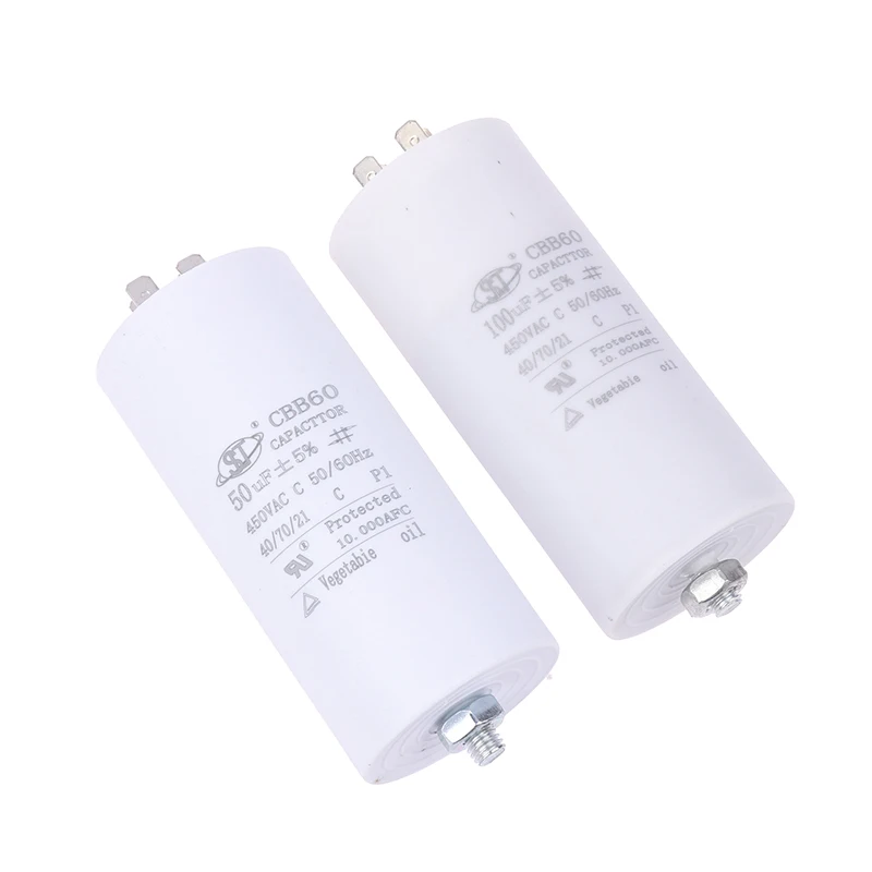 مكثف تشغيل CBB60 مع مسمار M8 للمحرك الكهربائي ، 6 ~ ، 50 هرتز ، 60 هرتز ، V AC