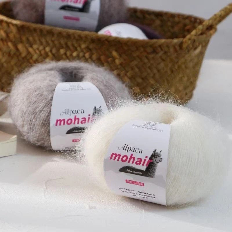 5pcs/25g Mohair Handmade Knitted Sweater, Hat Scarf, DIY Knitting Material Pack