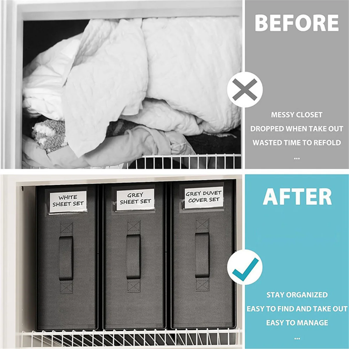 

Rog-eyBed Sheet Set Organizer Large Capacity Folding Bed Sheet Storage Bag for Clothes Blanket Towels Bed Sheets Duvet