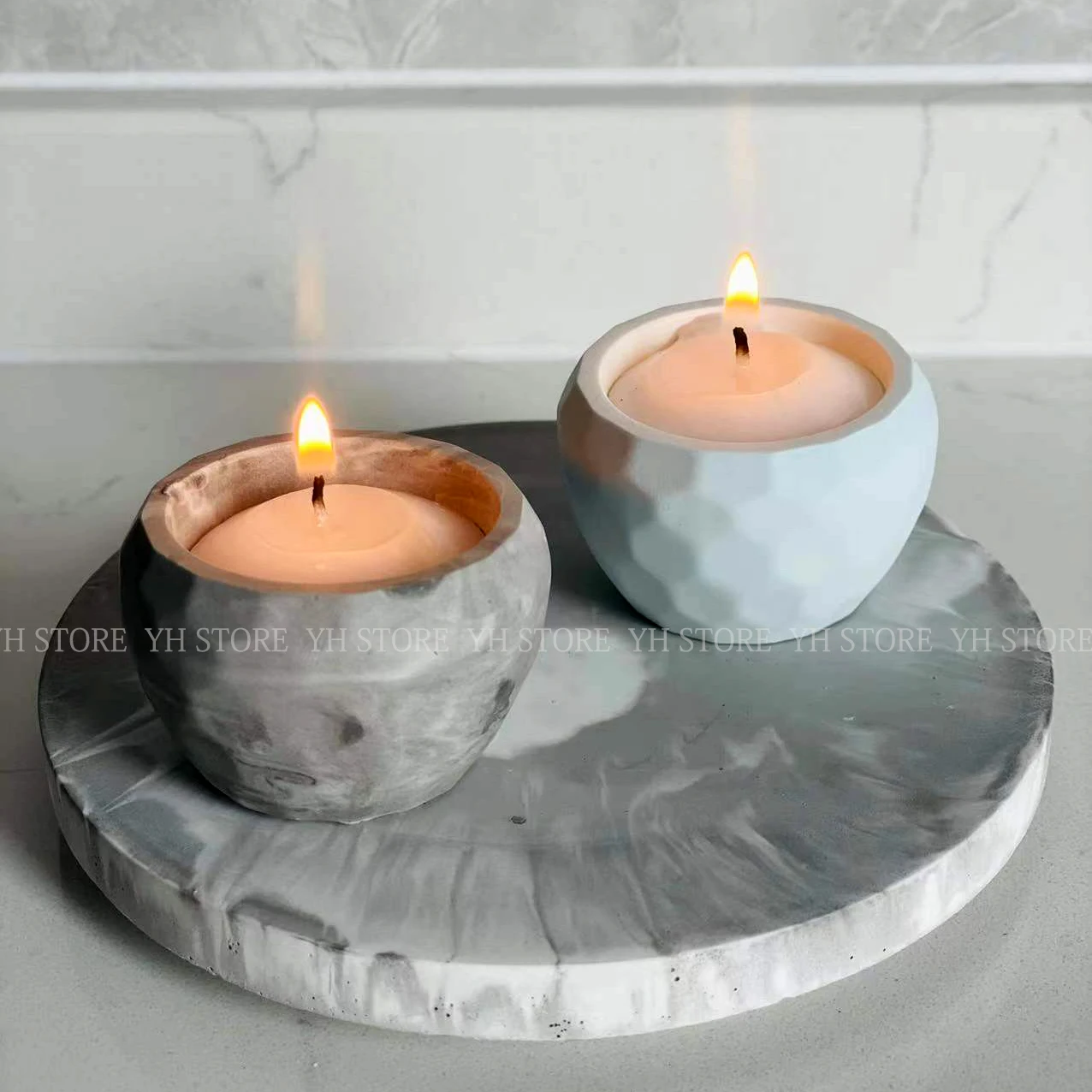 Mini świecznik formy DIY gipsowy świecznik na podgrzewacze Mini rośliny doniczka narzędzia do odlewania żywica epoksydowa mała miska do przechowywania formy silikonowe — zdjęcie 6
