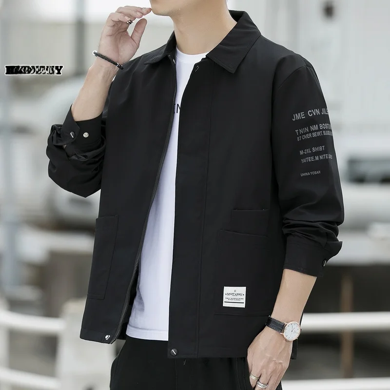 

Casual Loose Fit Men's Jaet Autumn Faion Trend Zipper Decorated Iron-Free Polyester Long Sve Youth ular Out...