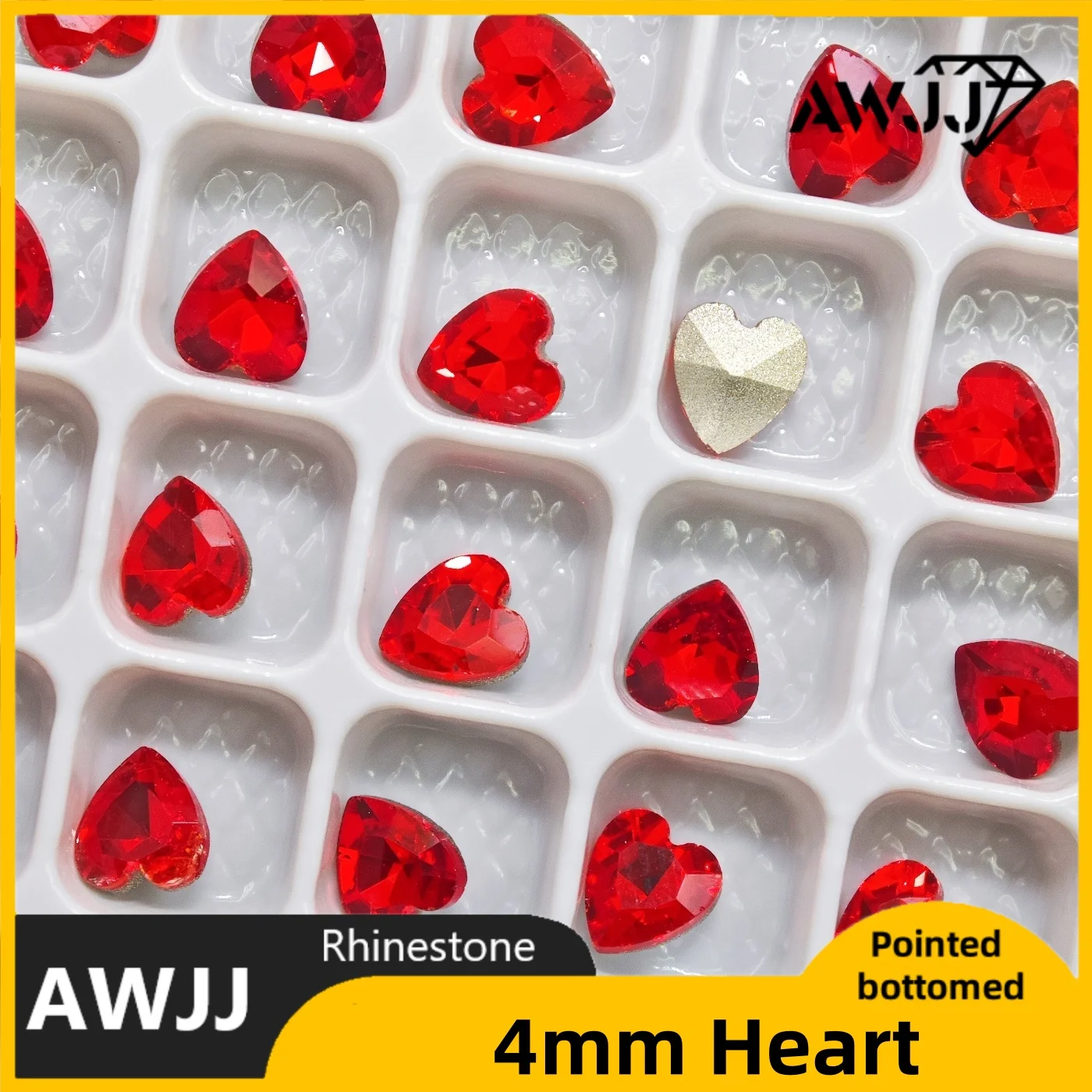 สีทั้งหมด 4 มม.มินิรูปหัวใจคริสตัลเพชรชี้ Bottomed อัญมณีใช้สําหรับต่างหูสร้อยคอเครื่องประดับเล็บอุปกรณ์เสริม