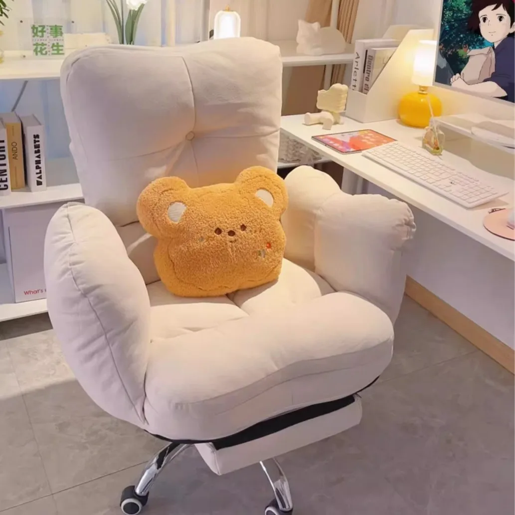 

Белый ленивый компьютерный стул, мягкий и удобный диван-стул, учебный стол и стул, офисный откидной пол со спинкой для дома