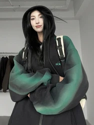 Woman Tops Long Spring and Autumn Hooded Sweatshirt for Women with Zipper Loose Full Zip Up Hoodies Black Baggy Cheap 2000s E M