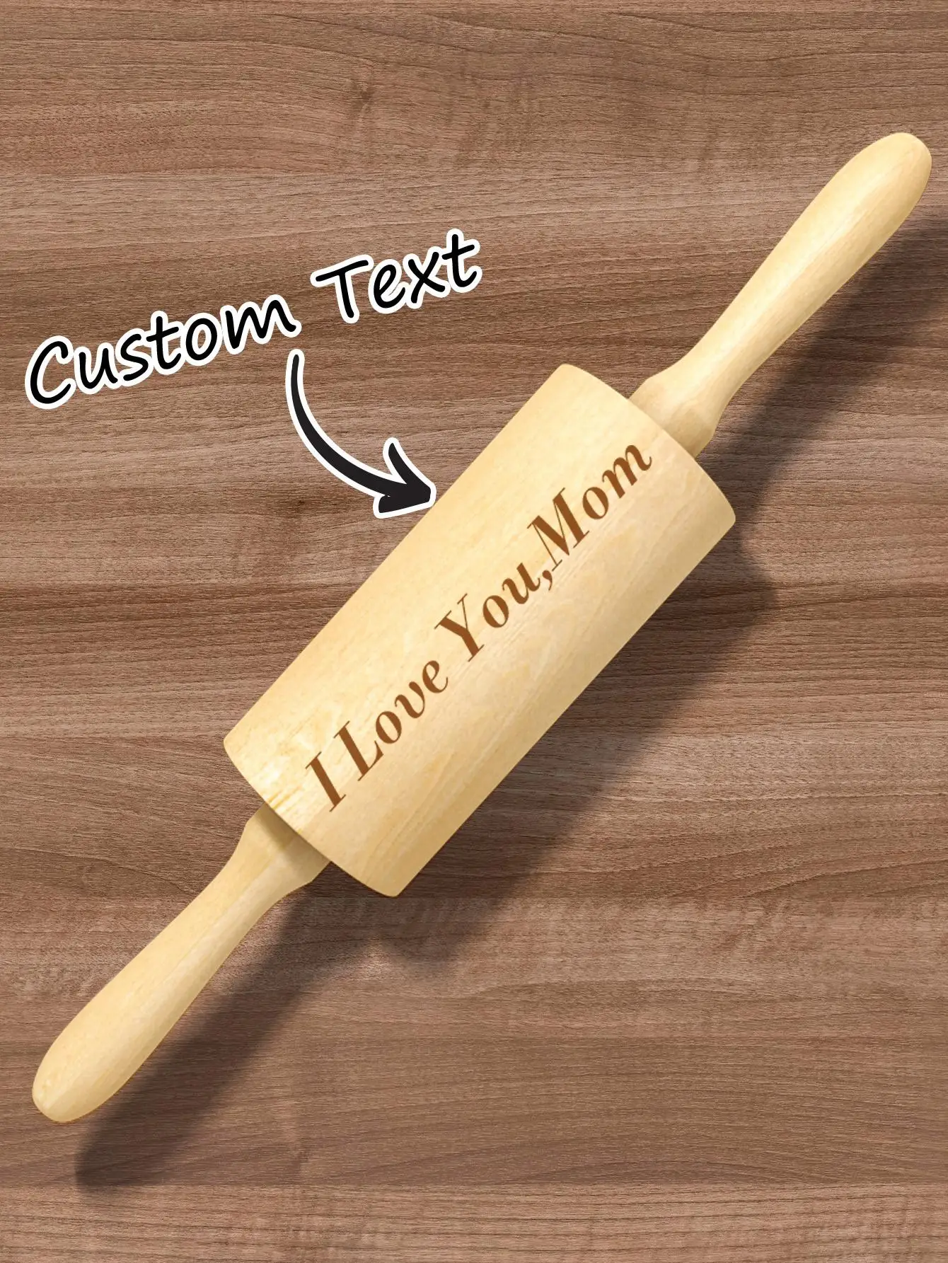 Custom Engraved Wooden Rolling Pin Personalized Text Baking Gift For Mom Grandma Pastry Cookware Home Decor Valentine Mother Day