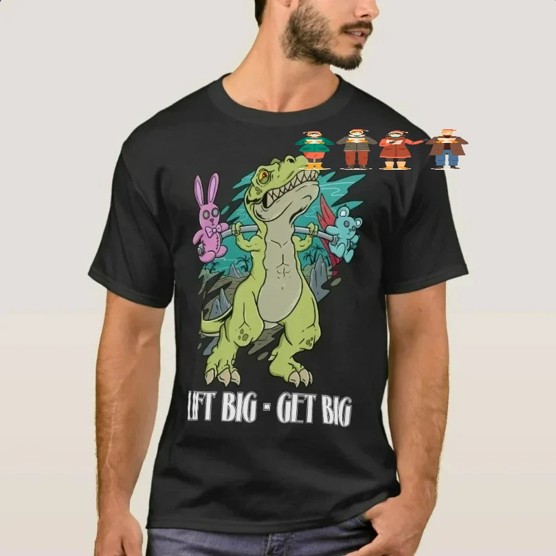 Lift Big, Get Big. Rule the Weights. Gym Dinosaur T-Shirt 100% Cotton O-Neck Summer Short Sleeve Casual Mens T-shirt Size S-3XL