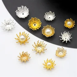 5pcs 13mm 14mm 15mm 17mm Pistil Stamen Shape Copper Metal Loose Beads Lot for Jewelry Making Flower Crafts Findings