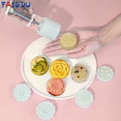 FAIS DU 5pcs Cookie Stamps Mooncake Mold Mini Hand-pressed Household Fondant Baking Mid-Autumn Festival DIY Cutter Cake Mold
