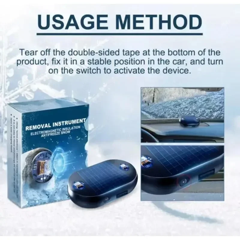 1Pcs Solar Antifreeze Electromagnetic Molecular Windshield Car Snow Removal Device Window Glass Defog & Defrost& Deice 5-12V