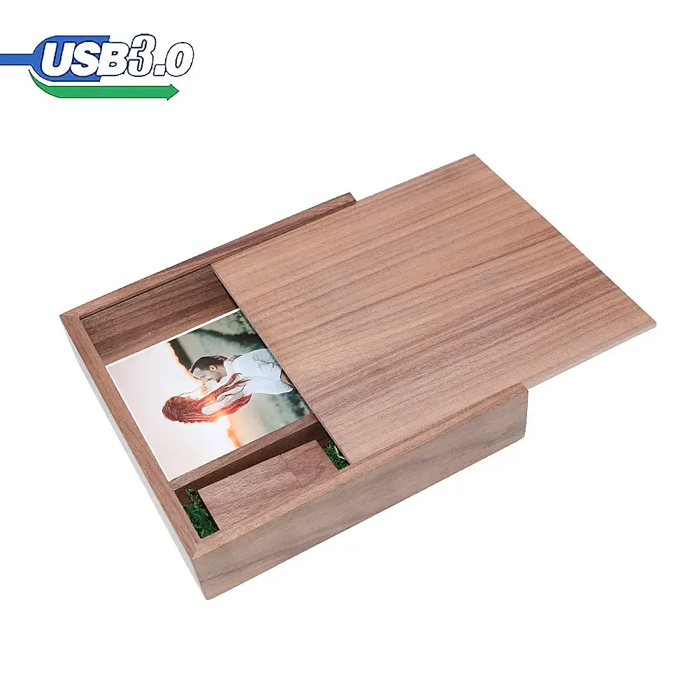 

Photo Album Wooden Box USB Flash Drive 128GB Creative Wedding Gift Pen Drive 64GB Walnut Wood Memory Stick 32GB Pendrive U Disk