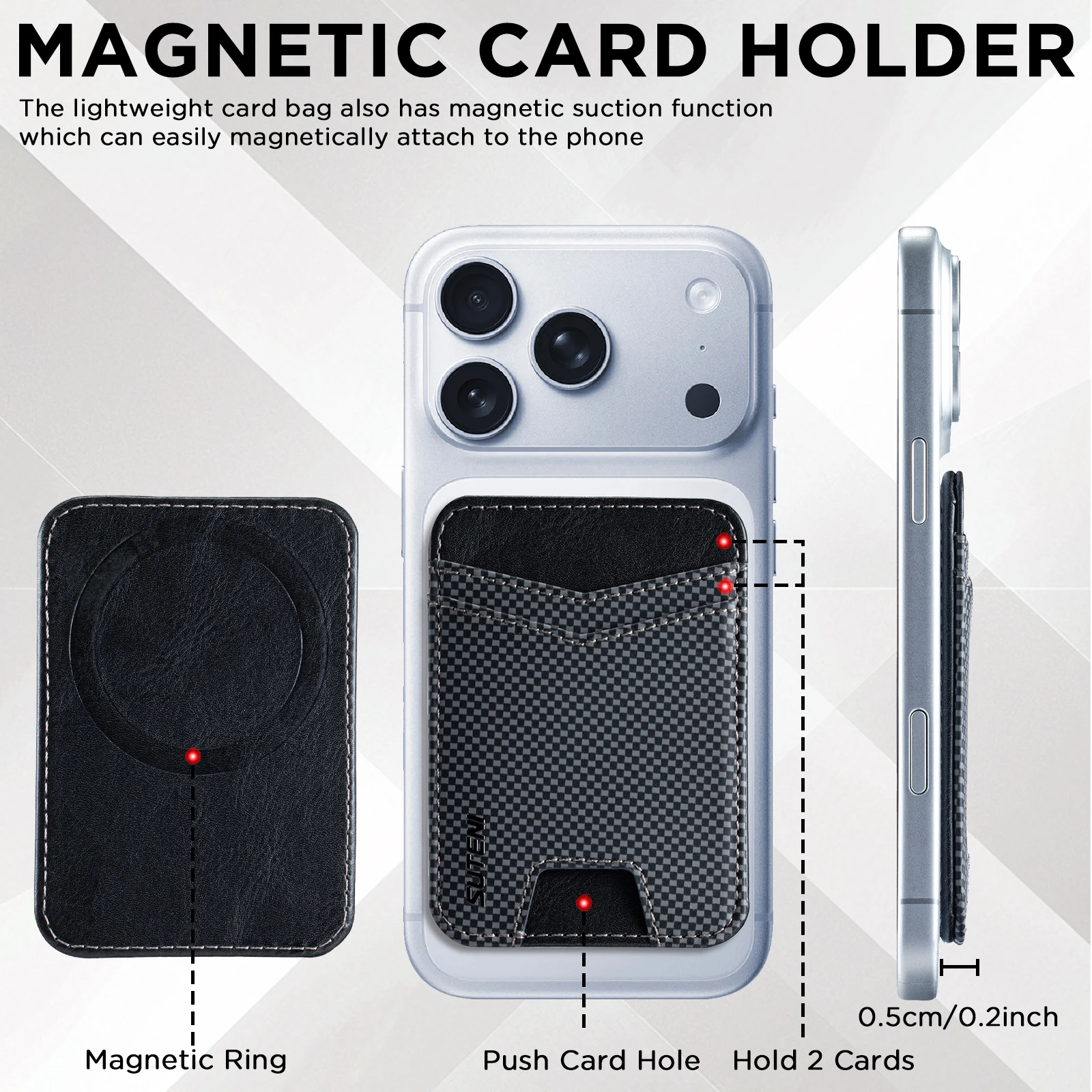RFID Shielded Credit Card ID Card Premium PU Leath Cellphone Magsafe Magnetic Card Holder For IPhone 14 13 15 16 17 Pro Max 16