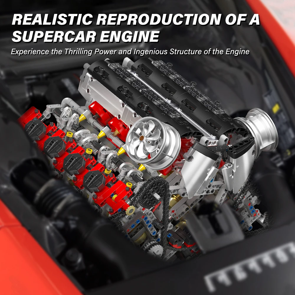 3056 + pièces SuperCar V8 blocs de construction de moteur ensemble de modèles, modèle de voiture de Sport, fonctionne réalistes, vitesses réglables