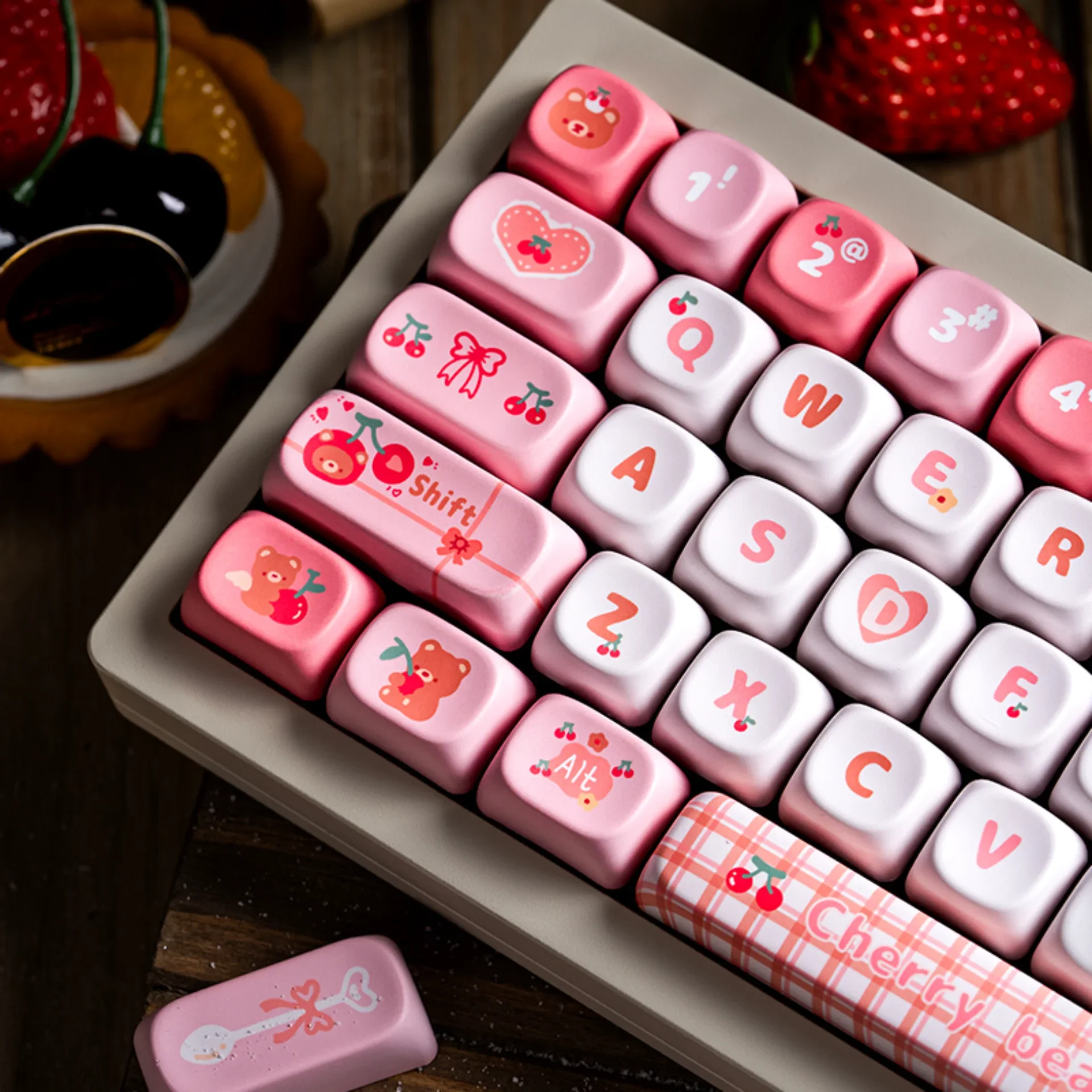 

Cherry Cub MOA Keycap Set PBT 130 Keys Cute Pink Keycaps for MX Switch HI75 HI8 68 F99 104 64 Wooting Mechanical Keyboards