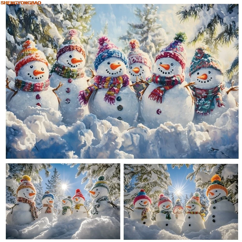 

Snow Forest Snowman Backdrop Winter Baby Shower Kids Birthday Party Photography Background Wall Decor Banner Photo Studio Props