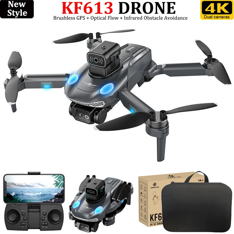 KF613 Drone 25fps 4K HD Camera GPS Obstacle Avoidance Brushless Motor 5G WIFI 18Min Flight Foldable RC Quadcopter Toys For Kids