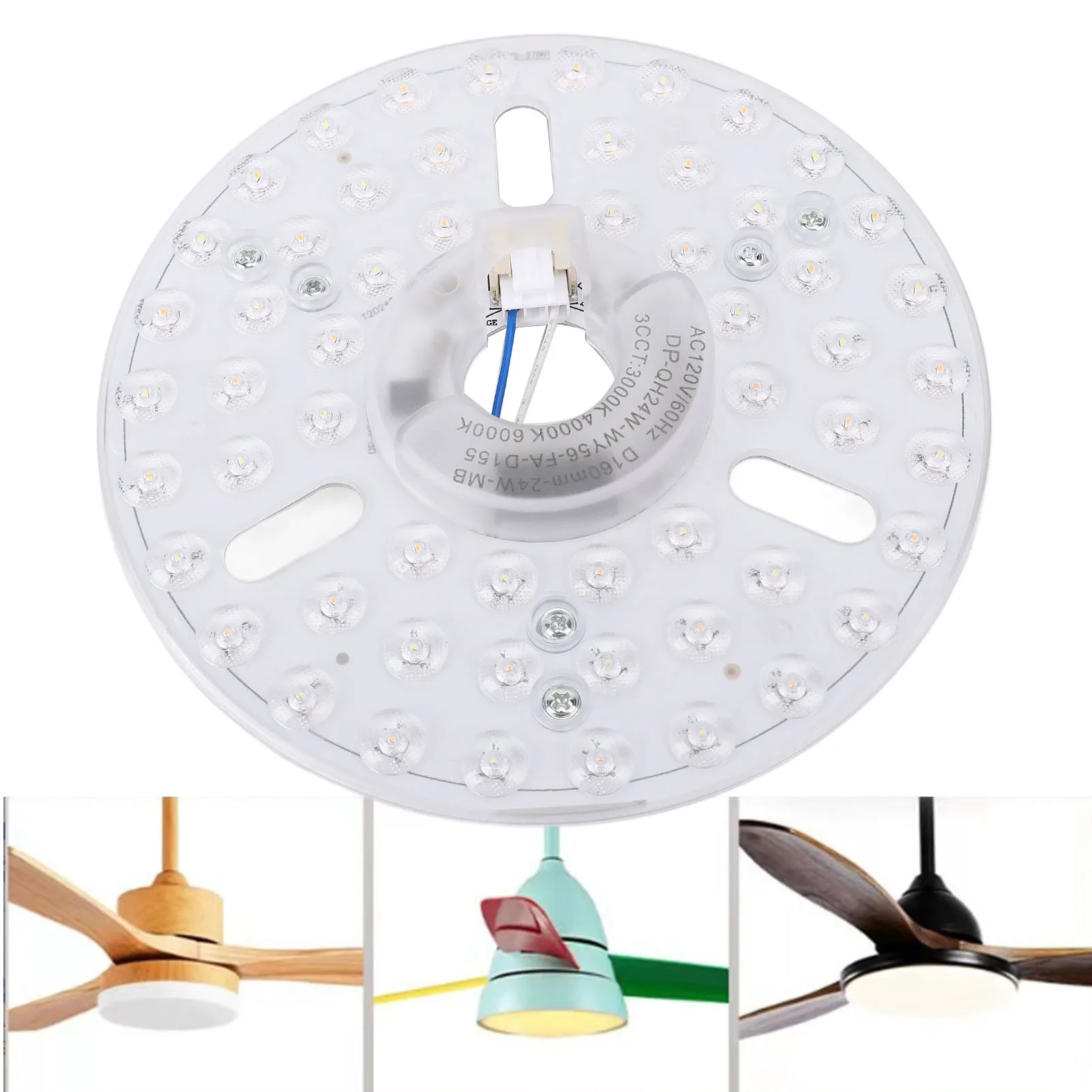 

LED Ceiling Fan Light Kit 3CCT 6.3in Dimmable Ceiling Fan Light Replacement Panel 24W 3000K 4000K 6000K with Memory for Home