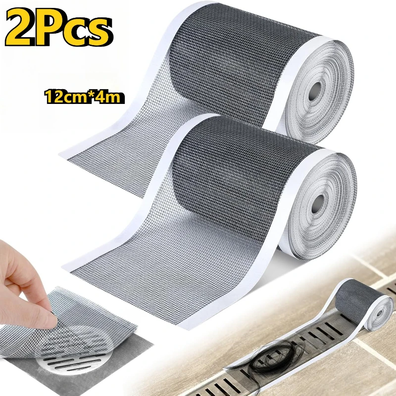 

2Pack Shower Drain Hair Catcher Screen Disposable Adhesive Cutable Mesh Shower Drain Cover Stickers for Bathroom Kitchen Bathtub