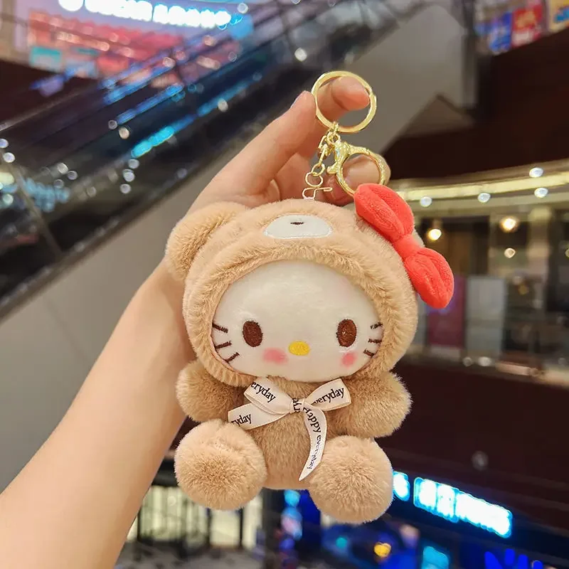 

Hello Kitty Cinnamoroll Pompom Purin Kuromi My melody Pochacco Cute Plush Bear Keychain Pendant Mini Kawaii Doll Creative Gift