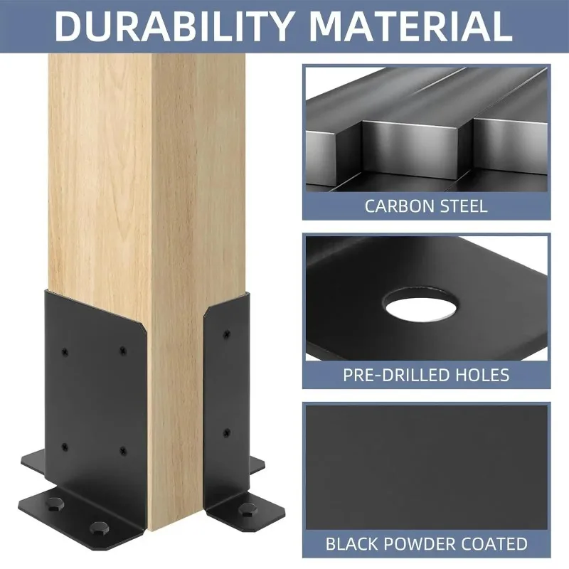 Heavy Duty Adjustable Post Base Bracket Concrete & Wood Support Universal Mount for Deck Porch Gazebo Fencing Mailbox