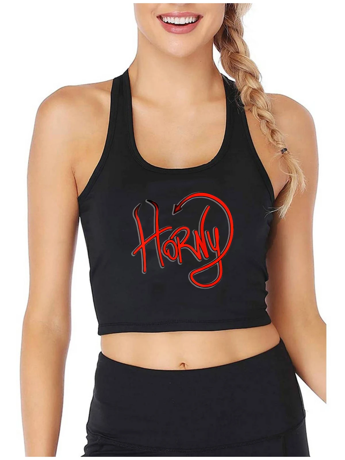 

Horny Graphics Design Cotton Sexy Slim Fit Crop Top Hotwife Funny Naughty Style Tank Tops Customizable Training Camisole