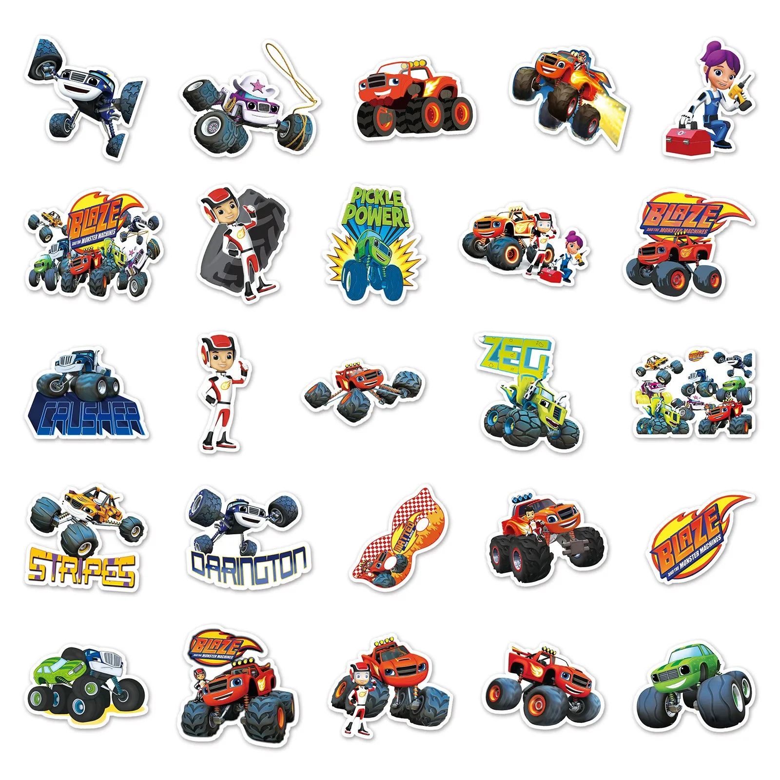 50pcs Blaze Monster Car Stickers Pet Elf Sticker Pack Waterproof Guitar Skateboard Stickers Cute Laptop Sticker kawaii Phone Cas