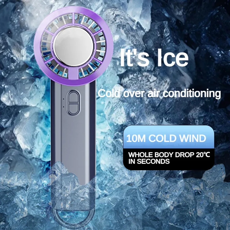 Handheld Ice Compress Fan USB  Rechargeable Semiconductor Refrigeration Portable Small Charging Turbo Mini Fan Air Conditioner