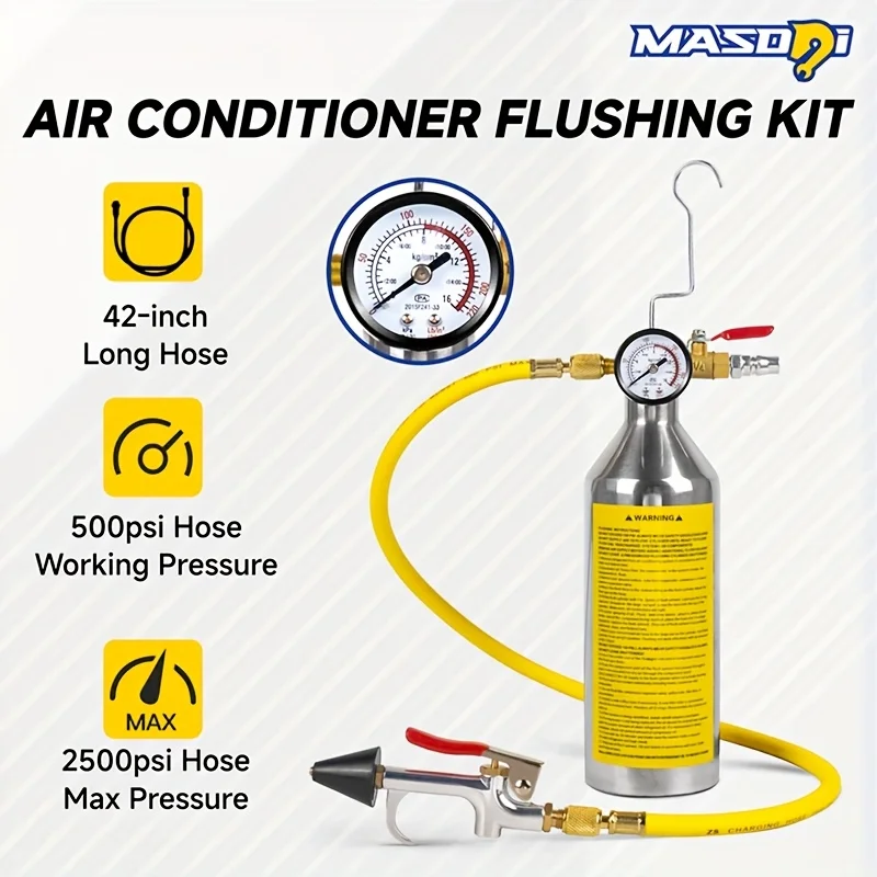 Air Conditioner Flush Kit Flushing Spray Gun for R134a,R12,R22,R410a,R404a AC System Cleaning Tool Set, AC Cleaning Kit