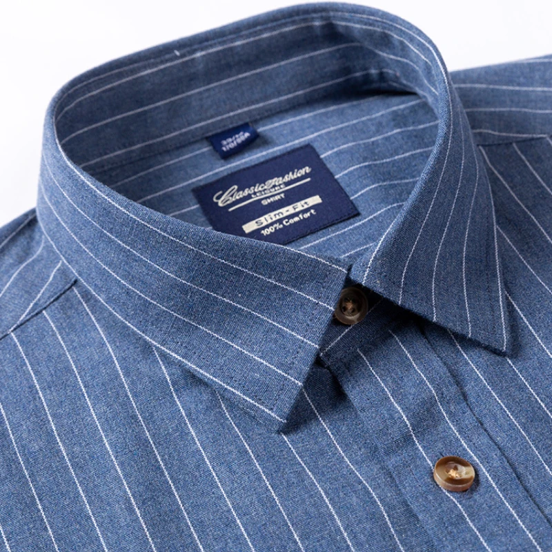 

Soft Cozy Shirt Men Long Sleeve Plaid Striped Shirts 5XL 100 % Cotton Long Sleeve Shirt for Men Business Casual Relaxed Fit