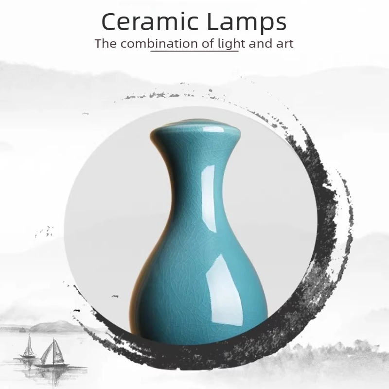 Classic Ice Crack Ceramic Pendant Lights Gold Tracing Metal Art Chandeliers Multi Headed Hanging Lamps Living Room Bedroom Decor