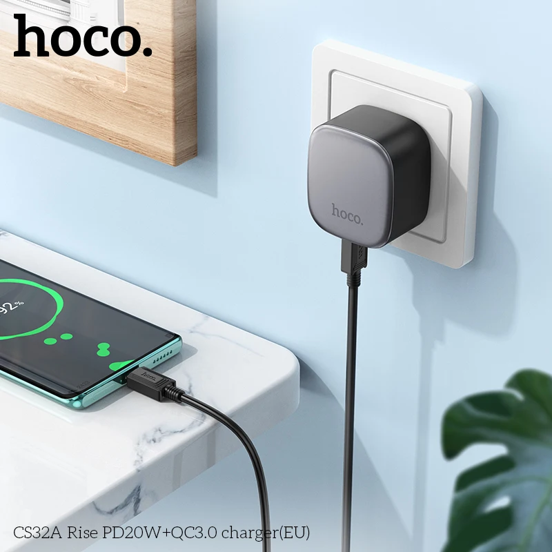 HOCO CS32A 20 واط PD شاحن شحن سريع QC4.0 QC3.0 USB نوع C شاحن آيفون 15 14 13 12 Xiaomi شاحن الهاتف شاحن سريع