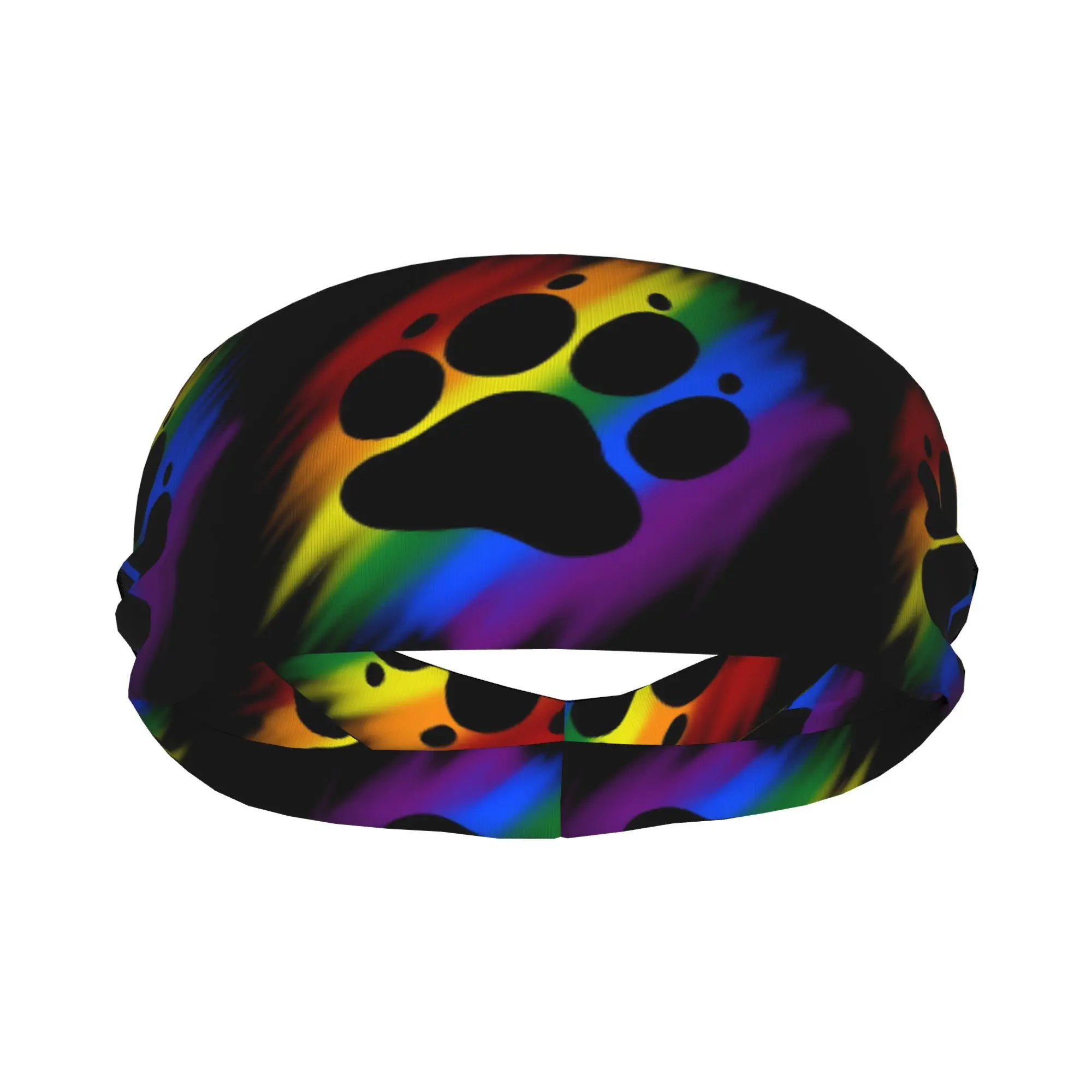 

1pc Dog Paw Print Unisex Sports Headband - Sweat-Wicking Stretchy Breathable Polyester, Vibrant Colorful Design