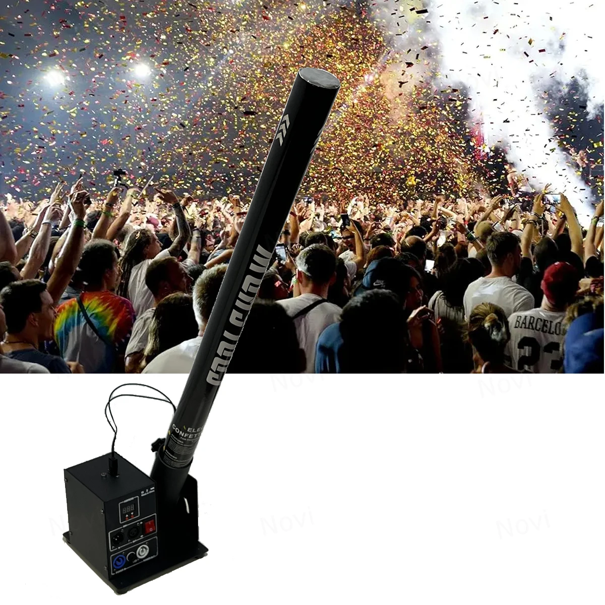 uma cabeca confetti cannon launcher fogo de artificio eletronico paper blaster shooter props maquina com controle dmx512 01