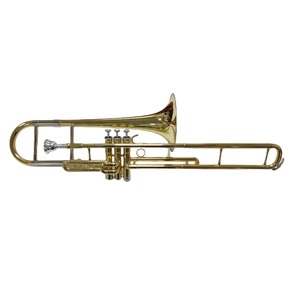 

Popular Grade Gold Lacquer Brass Slide Sleeve and Bell Piston Valves Trombone