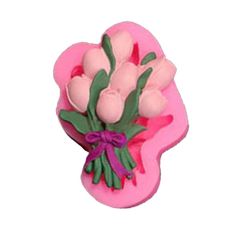 

Y1UB Silicone Flower Mold DIY Craft Molds Handmade Soap Mold Tulip Bouquet Epoxy Resin Casting Mold Cake Decor Tools