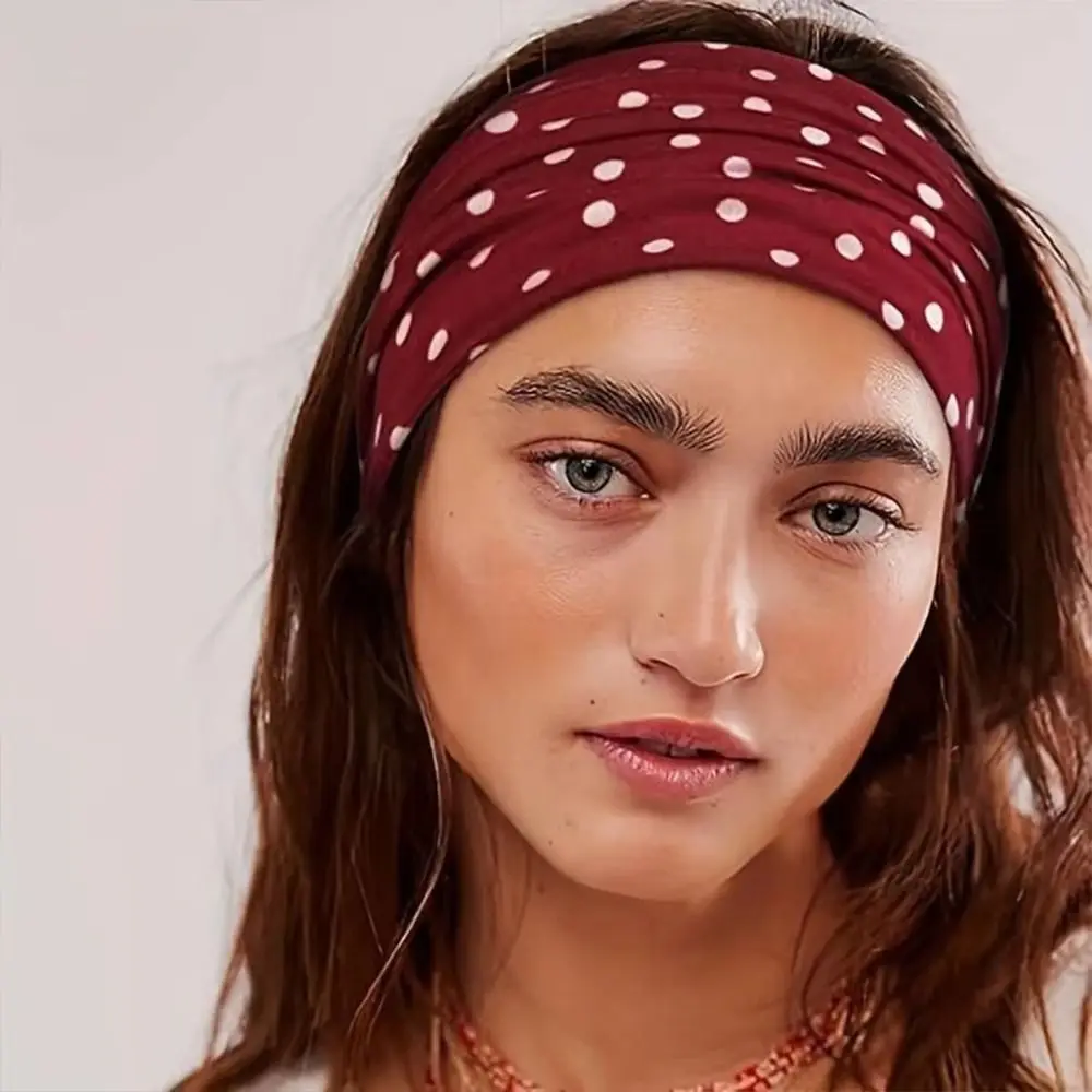 

Прочная повязка на голову для йоги в горошек, эластичные аксессуары для волос, повязка на голову для макияжа, впитывающая пот спортивная повязка для волос