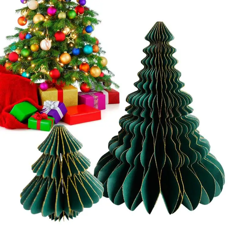 

3D Honeycomb Christmas Tree Ornaments DIY Paper Xmas Hanging Pendants Happy New Year Christmas Party Home Decoration