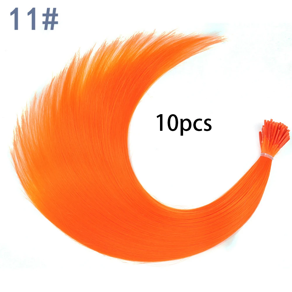 Synthetisch gekleurde I-Tip Stick Hair Extensions Steil haar 16 inch voor vrouwen Hoge temperatuur 10 strengen/pakkleuren