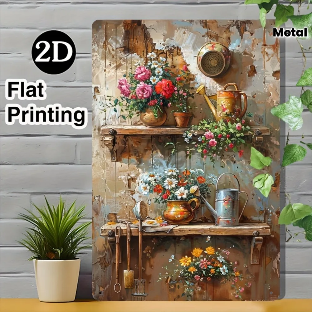 Garden Theme Iron Metal Tin Sign 8x12inch Rustic Wall Decor Plaque for Kitchen Coffee Corner
