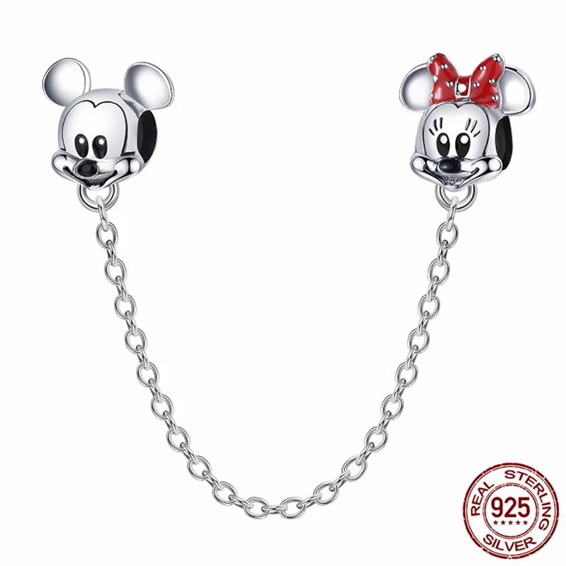 Disney-cuentas de plata de ley 925 para mujer, abalorios de Mickey y Minnie, adecuados para pulseras Pandora, joyería DIY, regalos exquisitos