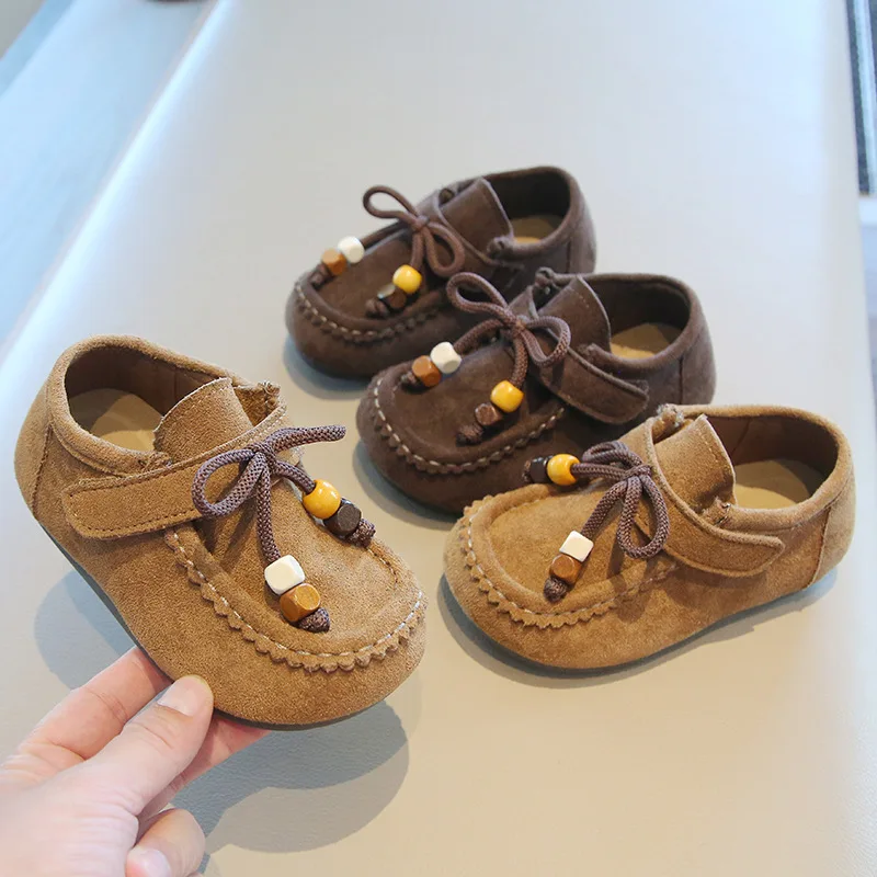 

New Spring Autumn Children Leather Shoes Retro Versatile Girls Causal Shoes Soft Soled Fashion Classic Kids Flat Shoes Hook Loop